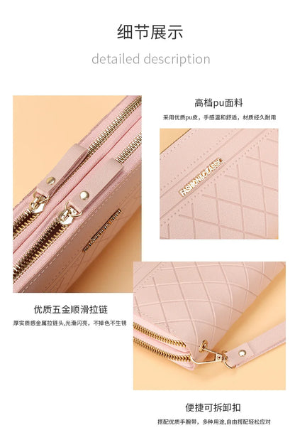 Long Women's Wallet Female Purses Tassel Coin Purse Card Holder Wallets Double Zipper Pu Leather Clutch Luxury Money Phone Bag - Smarsty