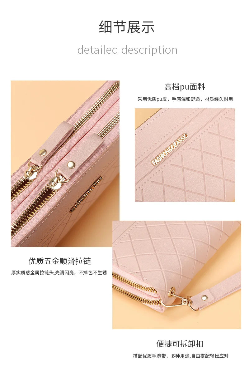Long Women's Wallet Female Purses Tassel Coin Purse Card Holder Wallets Double Zipper Pu Leather Clutch Luxury Money Phone Bag - Smarsty