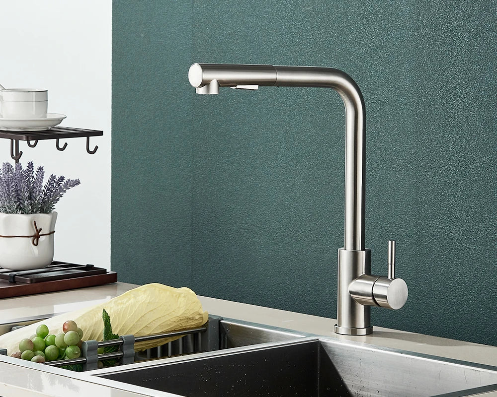 Black Stainless Steel Pull Out Kitchen Faucet with Free Shipping - Smarsty