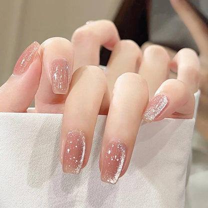 24Pcs Cute Pink Cat Eye Press On Nails Set - Smarsty