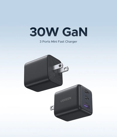 【US Plug】UGREEN 20W 30W GaN Charger Mini PD 3.0 USB C Phone Charger For iPhone 16 15 14 Pro Samsung S25 Xiaomi Tablet iPad Air - Smarsty