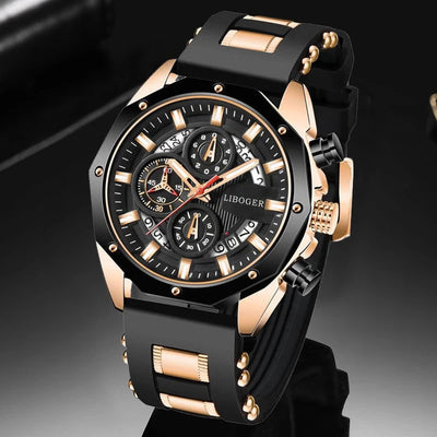 Fashion Men Watch with Auto Date and Silicone Strap - Smarsty