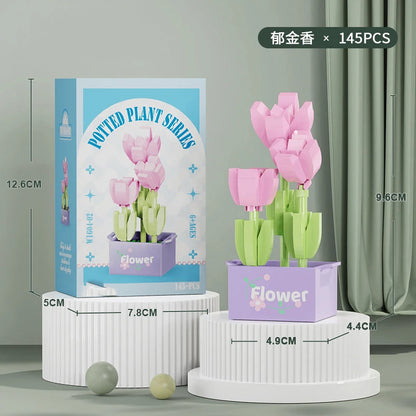 Bouquet Flower Mini Diy Building Block Toys for Children Bricks Blocks for Adults Constructor Micro Bricks Construction Set Gift