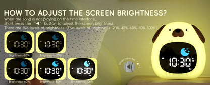 Puppy-Shaped Kids Alarm Clock with Night Light - Smarsty