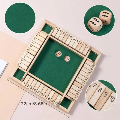 Wooden Dice Board Game Shut The Box for 4 Players Flaps & Dices Game Parent-children Interaction Family Entertainment - Smarsty