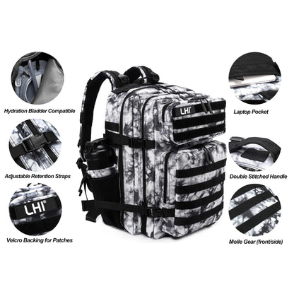 LHI 45L Tactical Backpack for Men and Women Large Athlete Gym Bag Outdoor Sports Hiking Survival Rucksack with Bottle Holder - Smarsty
