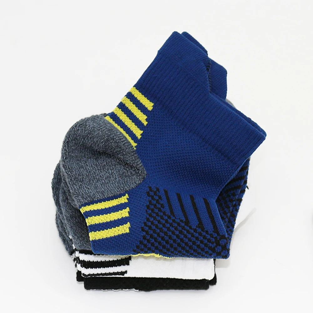 3Pair Professional Fitness Sports Socks Towel Bottom Non-Slip Running Socks Men Women Short Quick-Drying Basketball Training Sox - Smarsty
