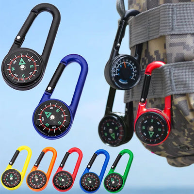 Outdoor Compass Carabiner Mini Camping Keychain Mountaineering Hiking Backpack Buckle with Compass Survival Children Gifts by Smarsty