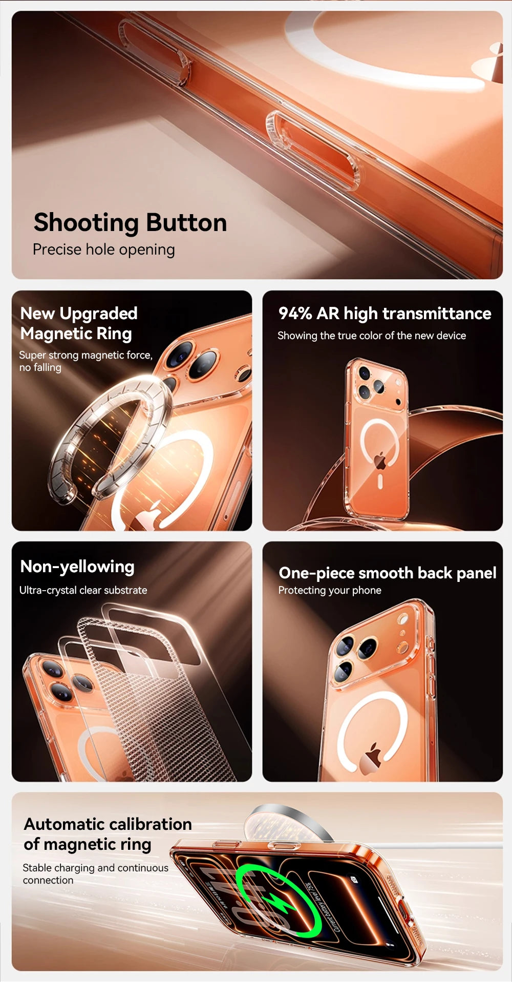 Magnetic Clear Case For iPhone Anti Yellowing - Smarsty