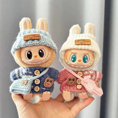 For 15-17 cm v1v2 Labubu Clothes outfit Labubu Sitting Party Bear Label Scarf Hat Bag Dolls Accessories Cute Decoration by Smarsty
