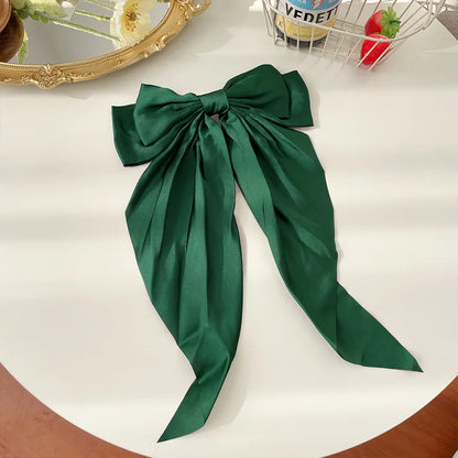 Trendy Solid Color Satin Ribbon Hair Bows for Women - Smarsty