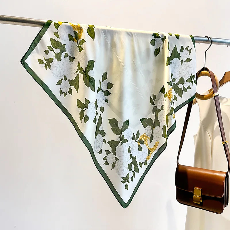 Silk Square Scarf for Women Sun Protection Luxury Shawl - Smarsty