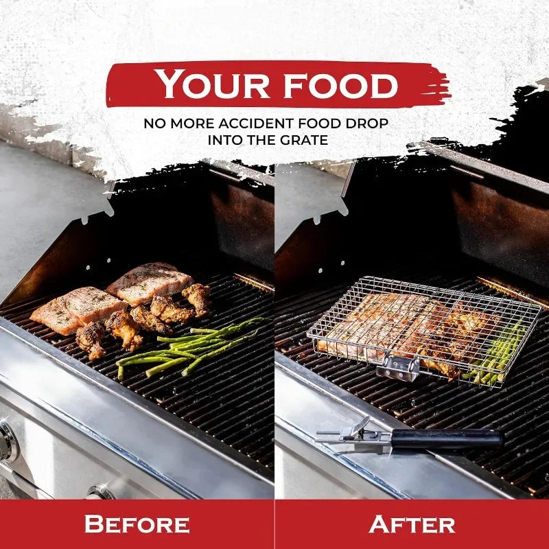 Large Stainless Steel Grill Basket for Easy BBQ Cooking - Smarsty