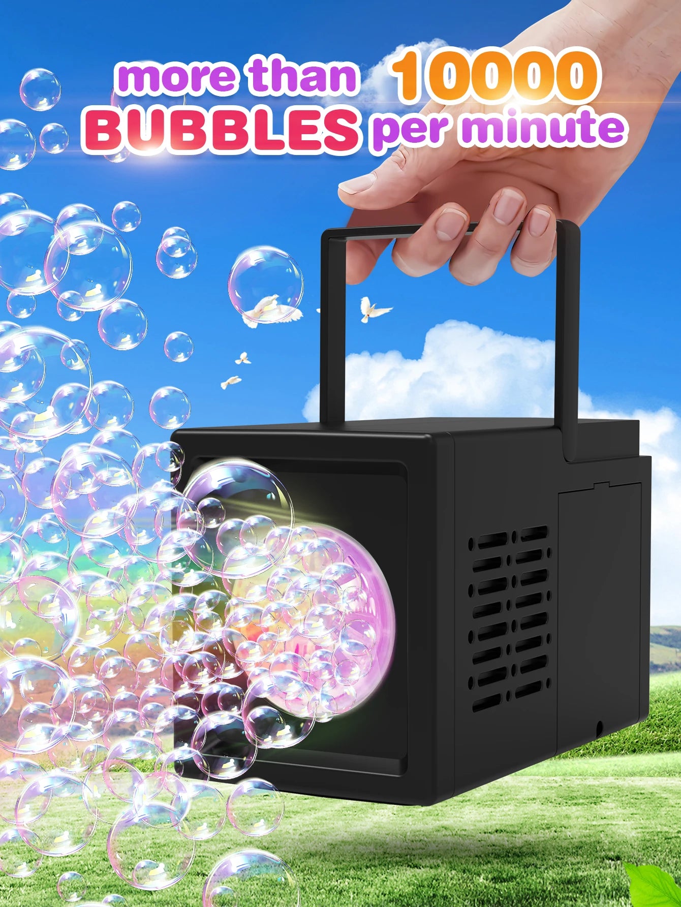 10 hole fully automatic bubble blowing handheld electric bubble machine toy outdoor birthday without battery and bubble water - Smarsty