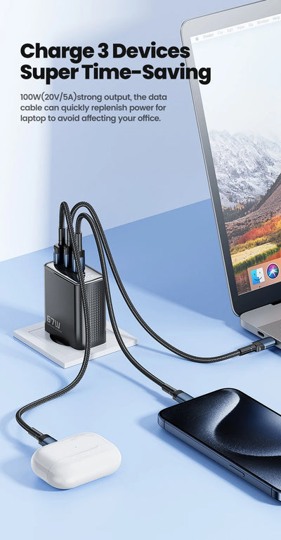 GaN USB Type C Charger With Digital Display 65W Power - Smarsty