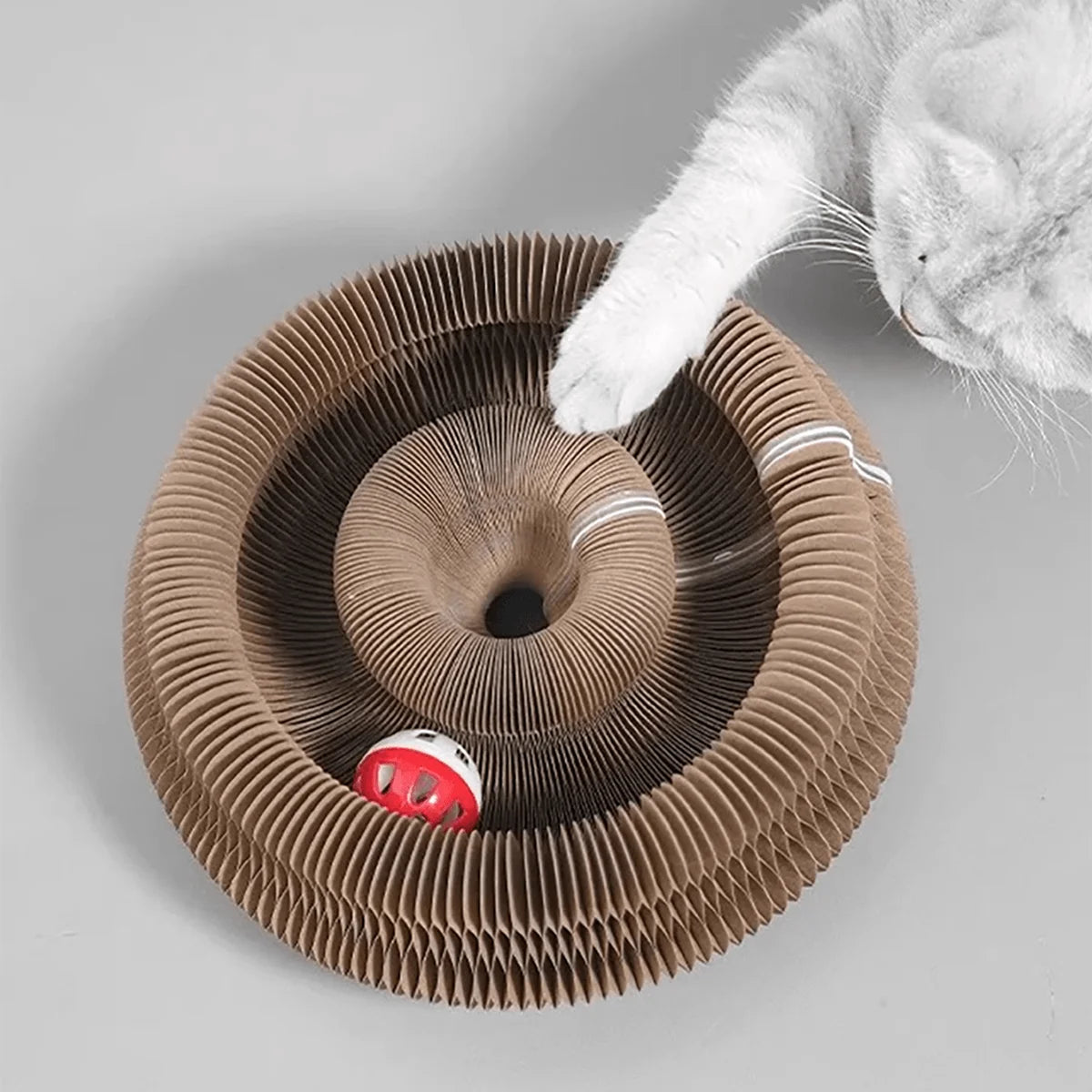 Foldable Cat Scratcher with Bell & Catnip - Multi-Level Cardboard Toy for Kittens, Durable Claw Sharpener - Smarsty