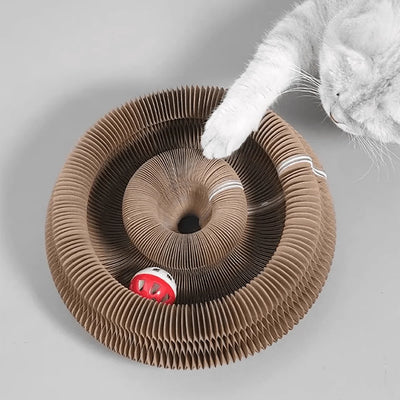 Foldable Cat Scratcher with Bell & Catnip - Multi-Level Cardboard Toy for Kittens, Durable Claw Sharpener - Smarsty