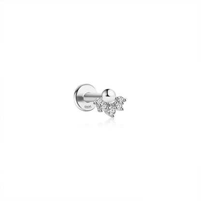925 Sterling Silver Lotus Tassel Zircon Stud Earrings - Smarsty