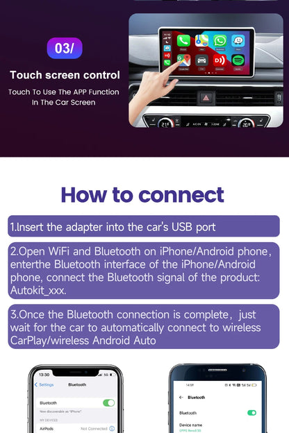 Wireless CarPlay Android Auto Box 4 In 1 Car Adapter - Smarsty