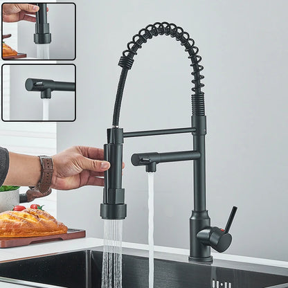 Black Kitchen Sink Faucet With Dual Spout Rotation - Smarsty