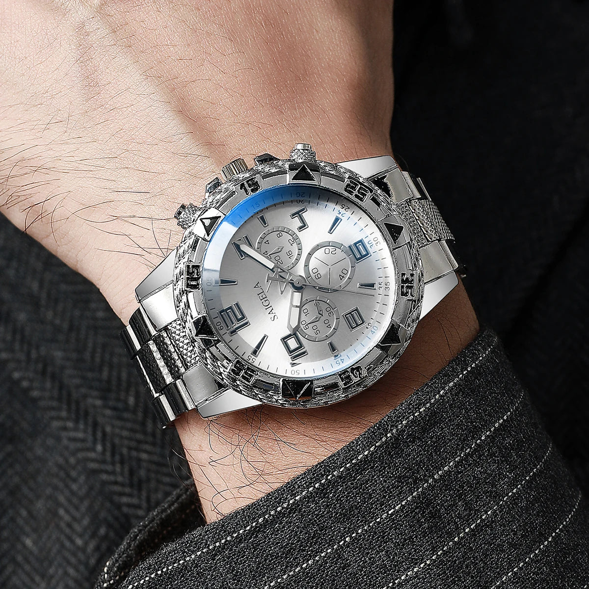 Men's Quartz Watch with Stainless Steel Band - Smarsty