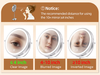 8 Inch Makeup Mirror With Light And 10X Magnification - Smarsty