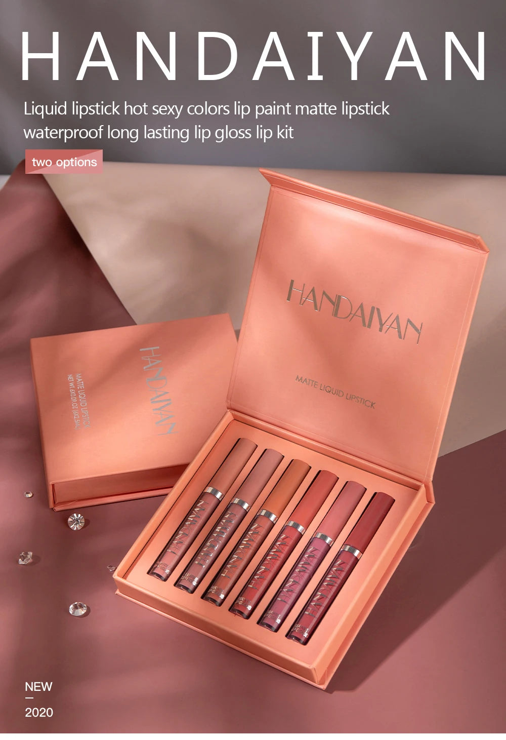 Handaiyan Set of 6 Long Lasting Non-Stick Lip Gloss - Smarsty