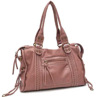 PU Leather Tote Bag With Zip Pockets Crossbody For Travel - Smarsty