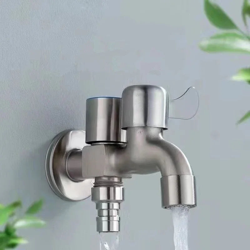 Stainless Steel Double Outlet Water Faucet for Bathrooms - Smarsty