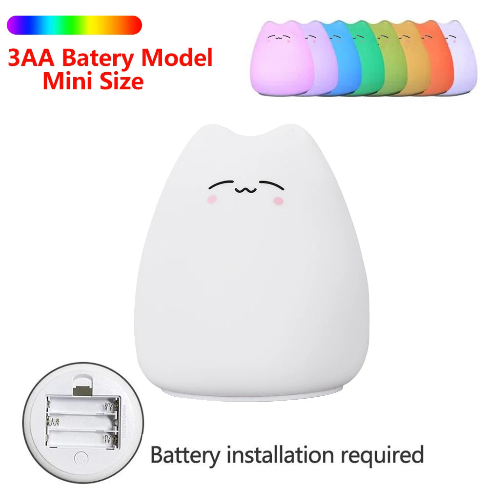 Cute Cat Night Light with Touch Sensor for Kids - Smarsty