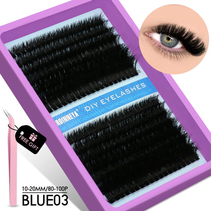 GROINNEYA Fluffy Cluster Lashes Kit for Volume Eyelash Extensions - Smarsty