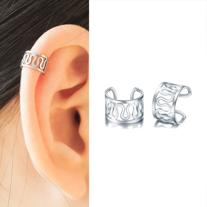 Shiny Silver Crystal Tassel Non-Piercing Ear Clip Earrings - Smarsty