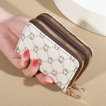 Chic Vintage Zippered Card Holder Wallet for Women - Secure Multi-Card Slots, Fashionable Faux Leather with Coin PurseLuxurious