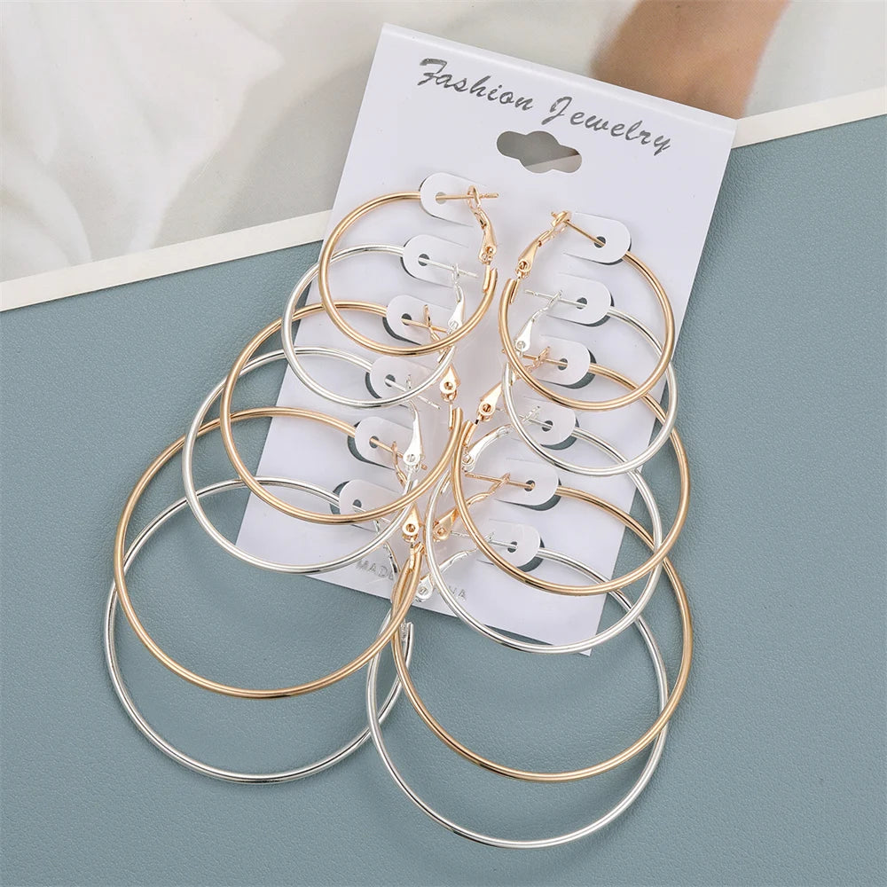 Gold and Silver Hoop Earrings Set for Women - Smarsty