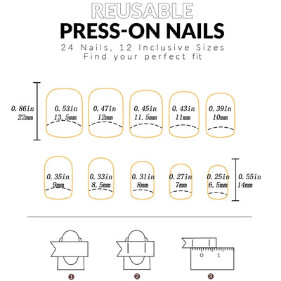 Glossy Pink Press On Nails 24pcs Full Cover Elegant Style - Smarsty
