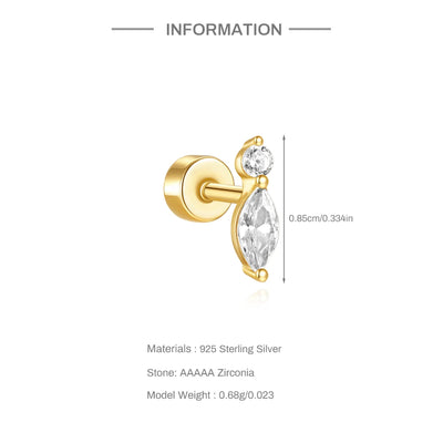 925 Silver Star Moon Zircon Stud Earrings Hypoallergenic - Smarsty