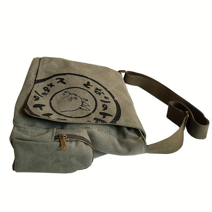 Vintage Cartoon Canvas Messenger Bag Women Large Capacity - Smarsty