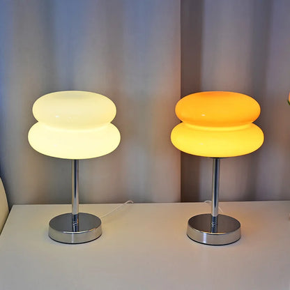 Trichromatic Dimming Macaron Glass Table Lamp for Cozy Bedrooms - Smarsty