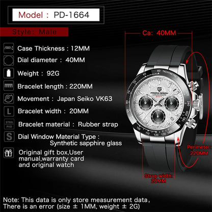 PAGANI DESIGN Men's Waterproof Chronograph Quartz Watch - Smarsty