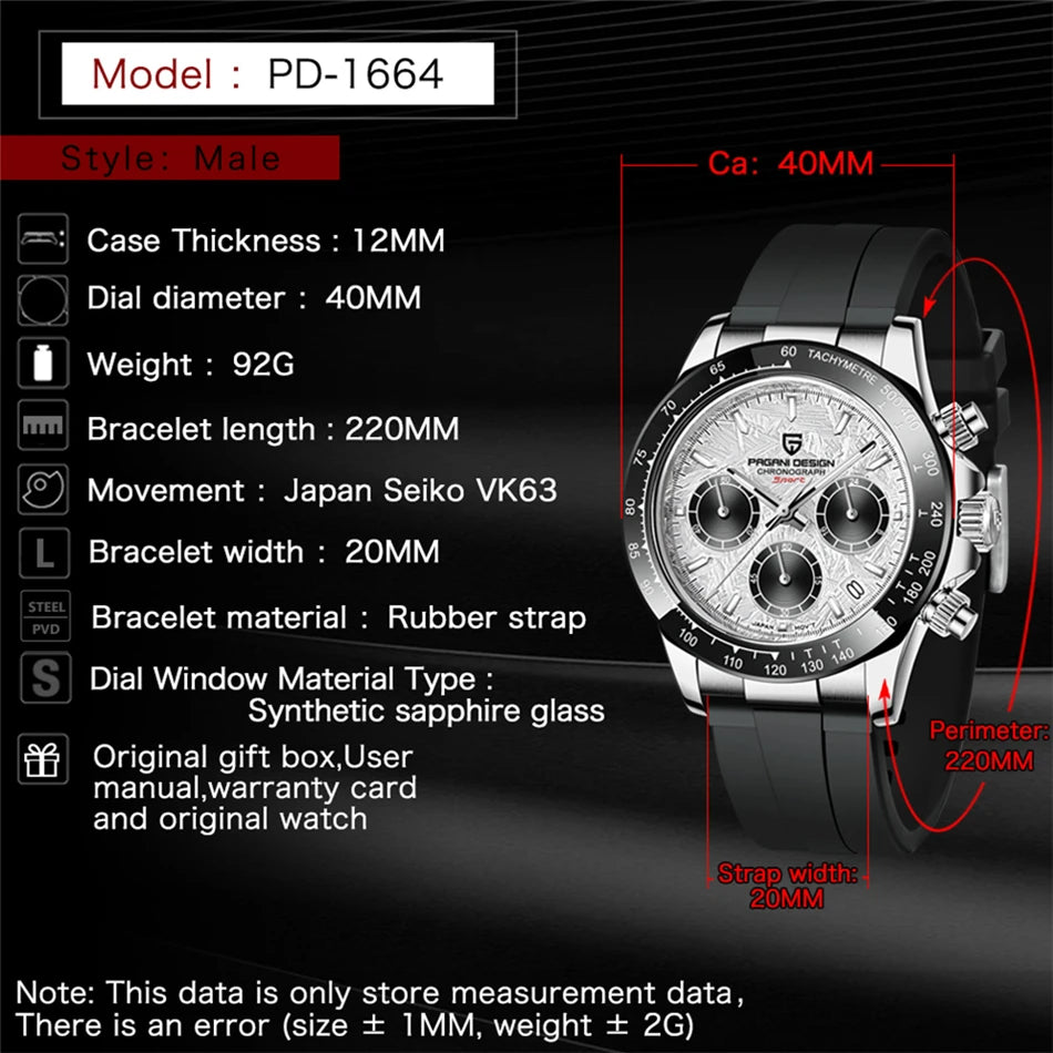 PAGANI DESIGN Men's Waterproof Chronograph Quartz Watch - Smarsty