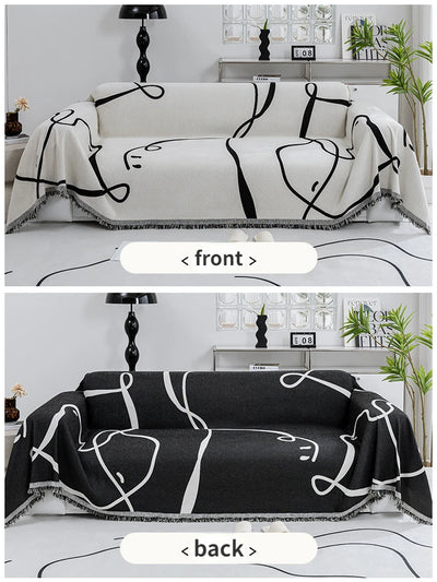 Black Chenille Sofa Cover for Dust Protection - Smarsty