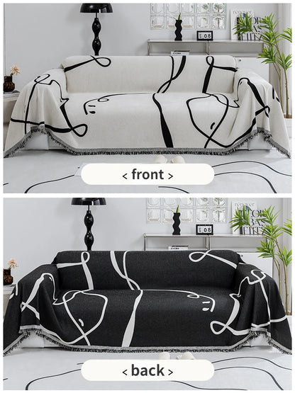 Black Chenille Sofa Cover for Dust Protection - Smarsty