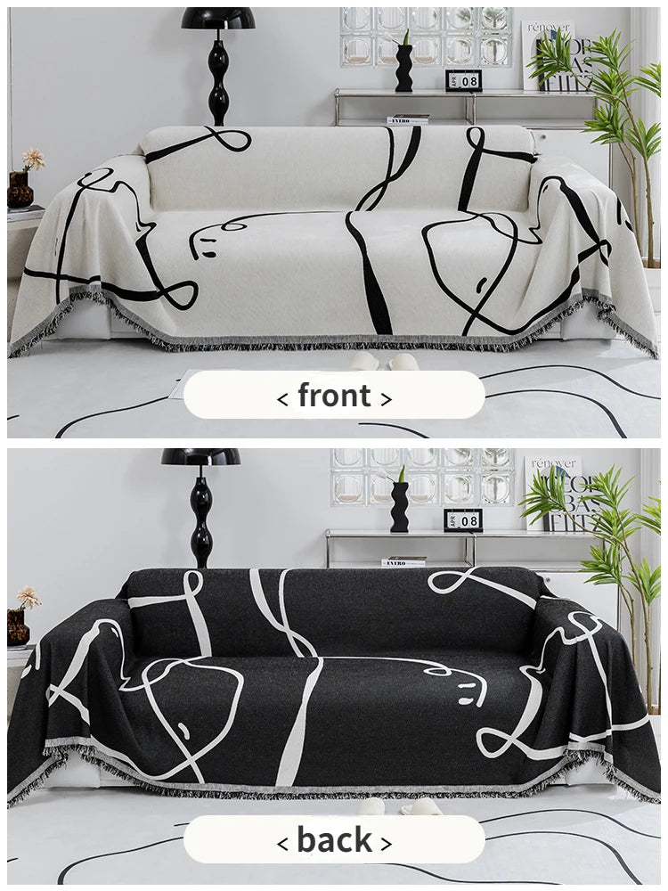 Black Chenille Sofa Cover for Dust Protection - Smarsty