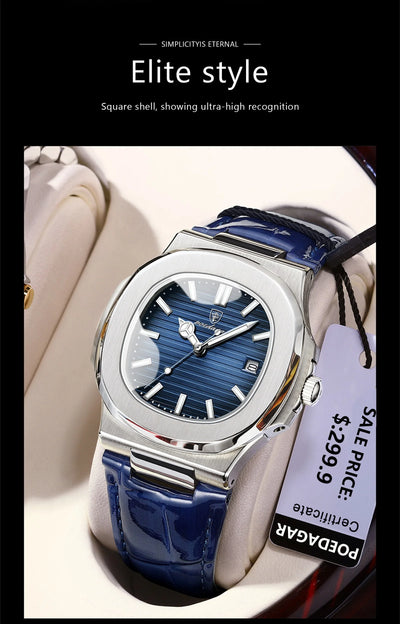 Luxury Waterproof Square Men's Quartz Watch with Luminous Dial - Smarsty