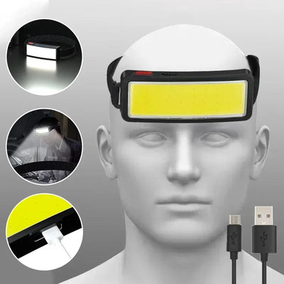 Powerful COB Headlamp Type-c/USB Rechargeable Head Flashlight Built-in Battery Outdoor Fishing Camping Lantern Waterproof Torch by Smarsty