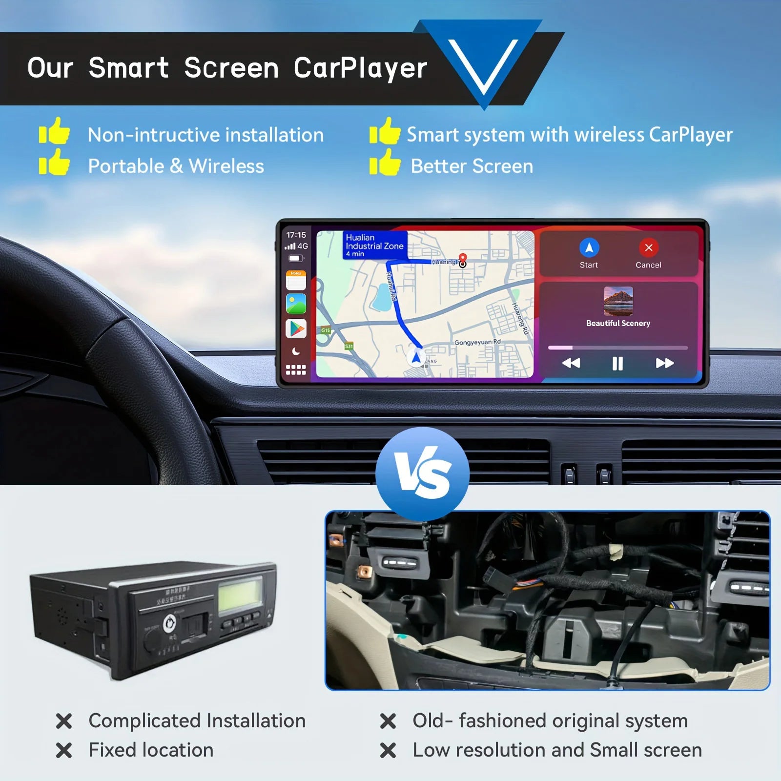 10.26 Inch Wireless CarPlay Car Radio Multimedia Receiver - Smarsty