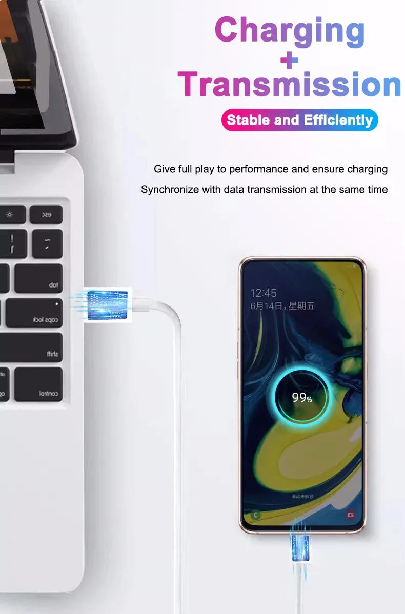 2PCS PD 45W USB C Cable For Samsung Galaxy S20 S21 S22 S23 Ultra Note 10 5G 20 A53 A54 Super Fast Charging USB Type C Data Cable - Smarsty
