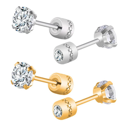Stainless Steel Crystal Zircon Stud Earrings Hypoallergenic - Smarsty