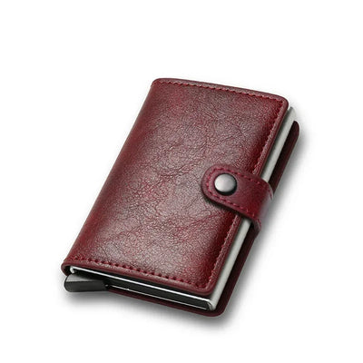 Carbon Fiber Credit Card Holder Wallet Men Rfid Smart Metal Thin Slim Pop Up Minimalist Wallet Small Black Purse Metal Vallet - Smarsty