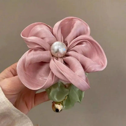 Summer Pearl Flower Scrunchie High Elastic Hair Tie - Smarsty
